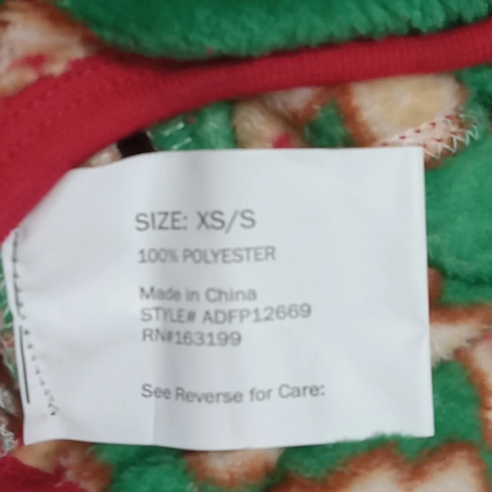 Pet Pajamas Christmas Onesie Green Red Gingerbread Man Plush Velour